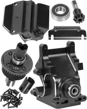 Aluminum Gearbox Case & Diff Gear 43T/10T Upgrades Part for 1/8 Arrma Kraton Senton Outcast Talion Typhon 6S BLX/ 1/7 Mojave Felony 6S BLX Limitless,Black