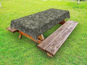 Ambesonne Camouflage Outdoor Tablecloth, Monochrome Attire Pattern Concealing Hiding in The Woods Themed Print, Decorative Washable Picnic Table Cloth, 58" X 104", Army Green