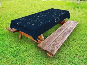 Ambesonne Constellation Outdoor Tablecloth, Sky Map Andromeda Lacerta Cygnus Lyra Hercules Draco Bootes Lynx, Decorative Washable Picnic Table Cloth, 58" X 84", Dark Blue Yellow White