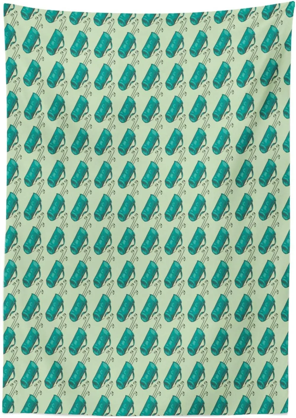 Ambesonne Golf Tablecloth, Clubs in a Bag with Shoulder Straps Modern Sports Hobby Illustration, Rectangular Table Cover for Dining Room Kitchen Decor, 60" X 90", Turquoise and Pale Green