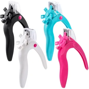 ANCIRS 4 Pack Acrylic Nail Clipper, Stainless Steel Adjustable Nail Trimmer, Artificial Fake Nail Tip Cutter for False Nail Art Manicure Project (Black & White & Rose Red & Blue)