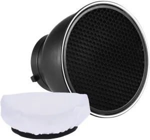 Andoer 7" Standard Reflector Diffuser Lamp Shade Dish with 60° Honeycomb Grid for Bowens Mount Studio Strobe Flash Light Speedlite (with Soft Cloth)