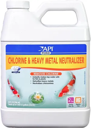 API POND CHLORINE & HEAVY METAL NEUTRALIZER Pond Water Neutralizer 32-Ounce Bottle