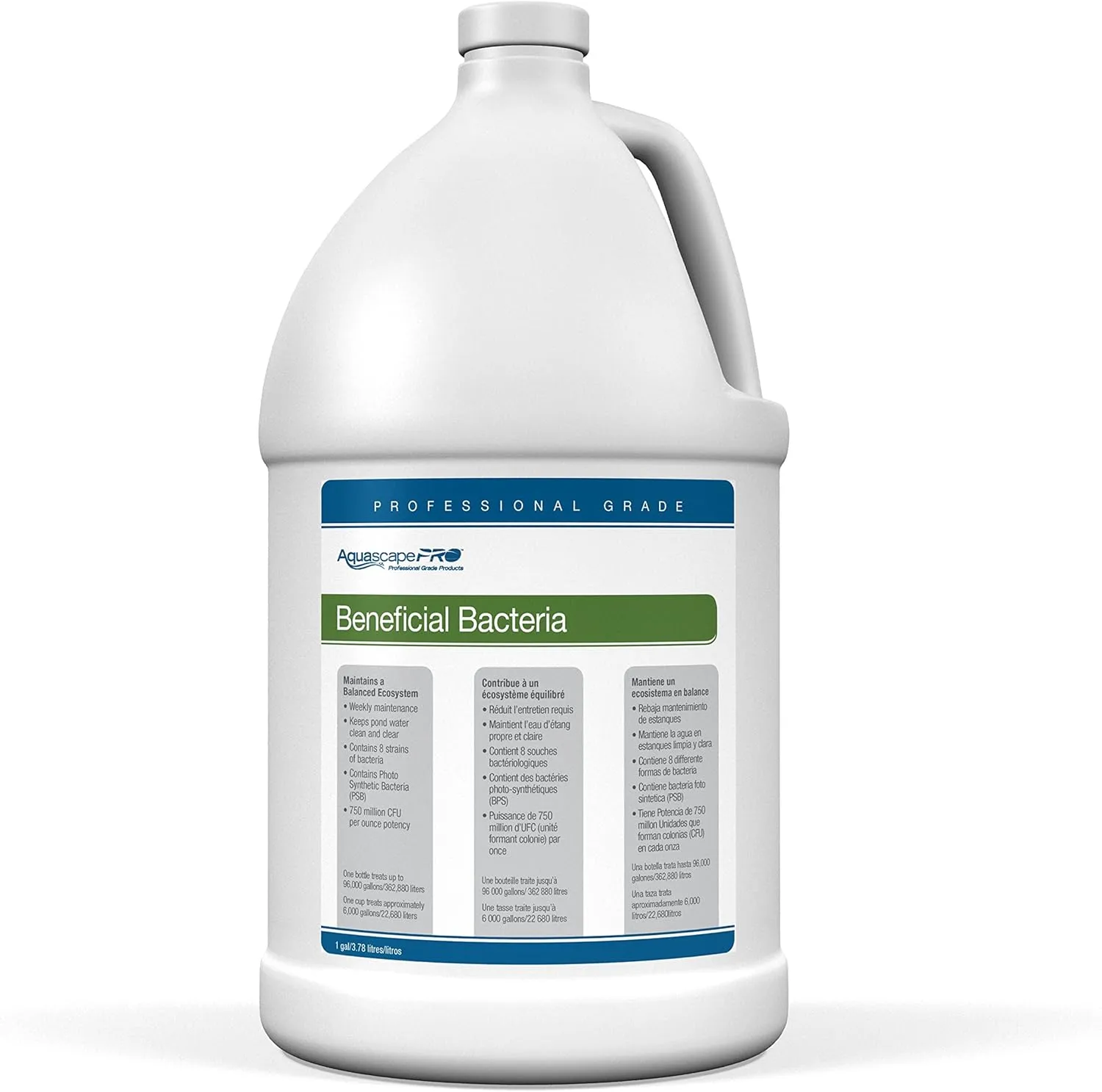 Aquascape Beneficial Bacteria Water Treatment for Ponds, Pro Contractor Grade, Liquid, 1 Gallon/3.78 L | 30406