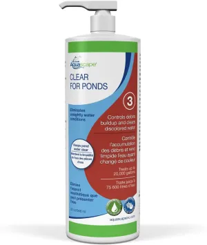 Aquascape CLEAR Water Treatment for Koi and Fish Ponds, Blend of Clarifiers to Clear Cloudy or Discolored Water and Reduce Debris, 32 ounce / 946-ml | 96067