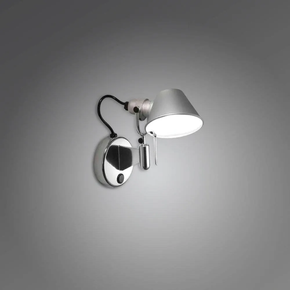 Artemide Tolomeo Micro LED Wall Spot with Switch Tolomeo Micro Single Light 4-3/, Aluminum