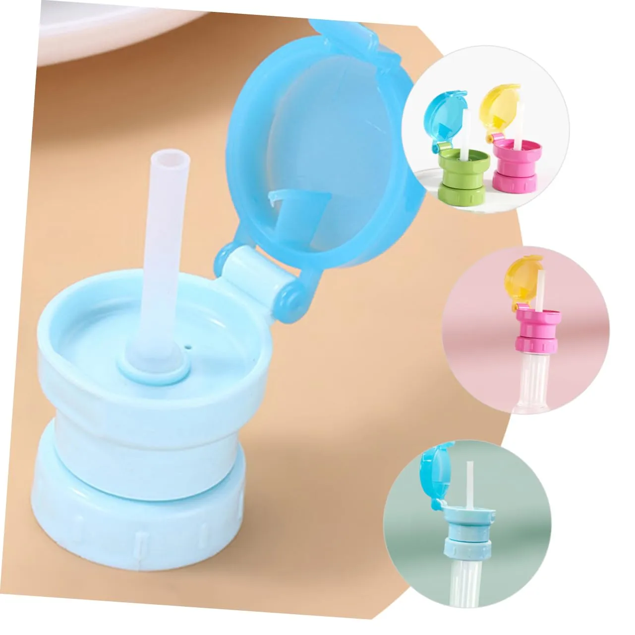 Artibetter 4sets 4 Pcs Water Bottle Adapter Caps with Straws Bottle Topper for Prevent Easy to Clean Use Bright Colors for Fun Drinking 4pcs*4