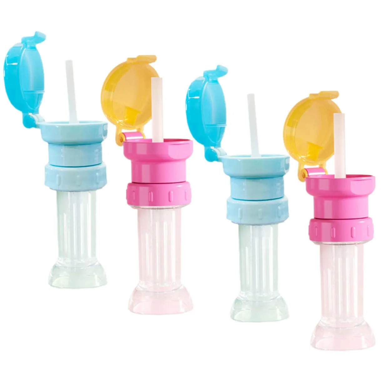 Artibetter 4sets 4 Pcs Water Bottle Adapter Caps with Straws Bottle Topper for Prevent Easy to Clean Use Bright Colors for Fun Drinking 4pcs*4