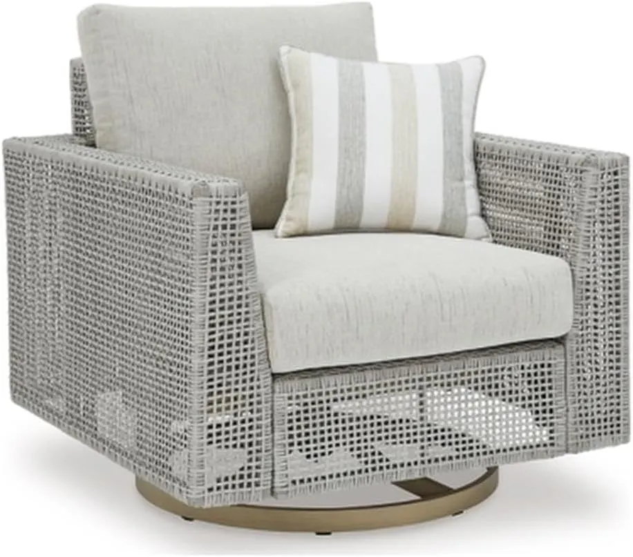Ashley Furniture Seton Creek Gray Outdoor Swivel Lounge with Cushion