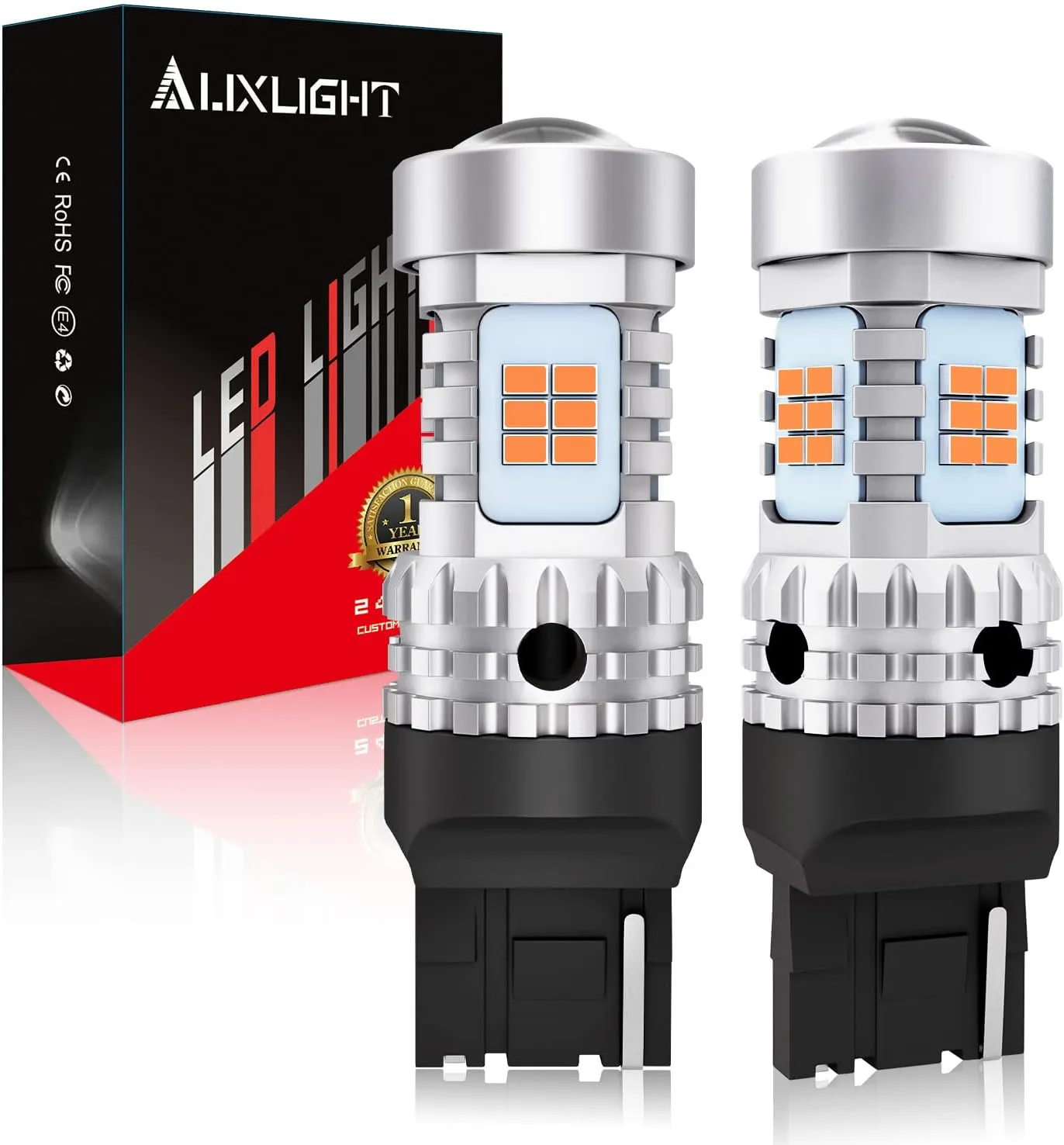 AUXLIGHT 7440 T20 LED Bulbs Extremely Bright 7440NA 7441 W21W WY21W 992 Canbus Error Free Replacement for Turn Signal Lights, 2200K Amber Yellow (Pack of 2)