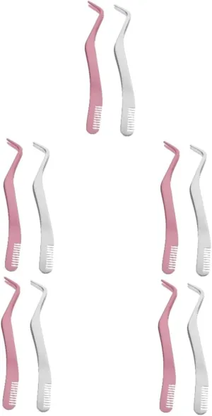 balacoo 10pcs Stainless Steel Lash Applicator Tool for Women Convenient Eyelash Extension Tweezers Comb Makeup Accessories for Easy False Lash Application