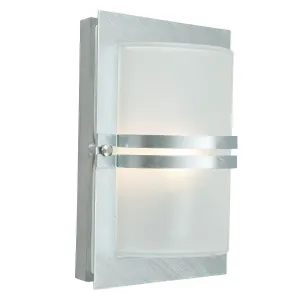 Basel 1 Light Wall Lantern - Galvanised With Frosted Glass | Galvanised