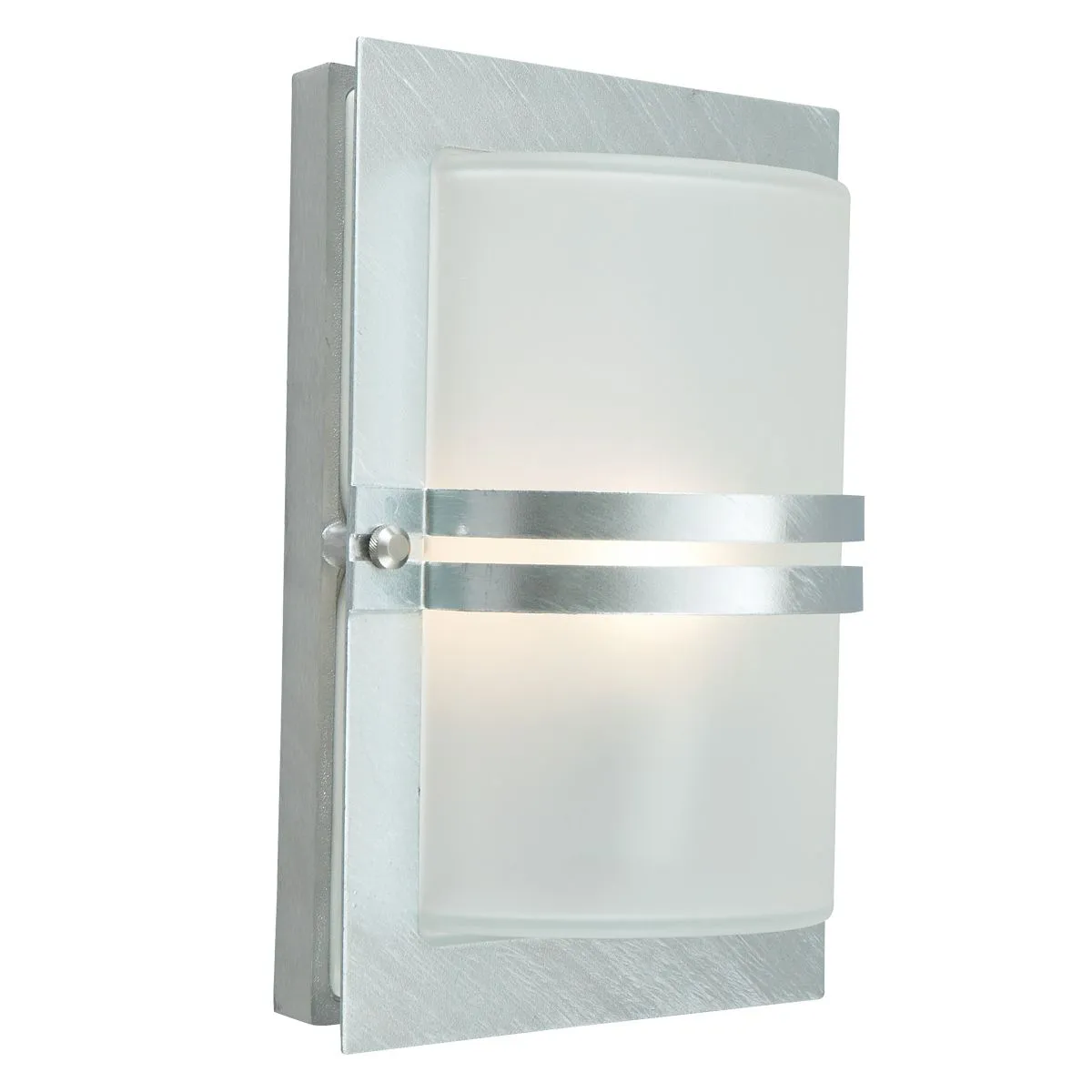 Basel 1 Light Wall Lantern - Galvanised With Frosted Glass | Galvanised