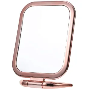 Beaupretty Mirror Handheld Double Sided Magnifying Makeup Mirror, Tabletop Makeup Mirror Square Desktop Foldable Vanity Mirror with Stand (Rose Gold) LED Makeup Mirror
