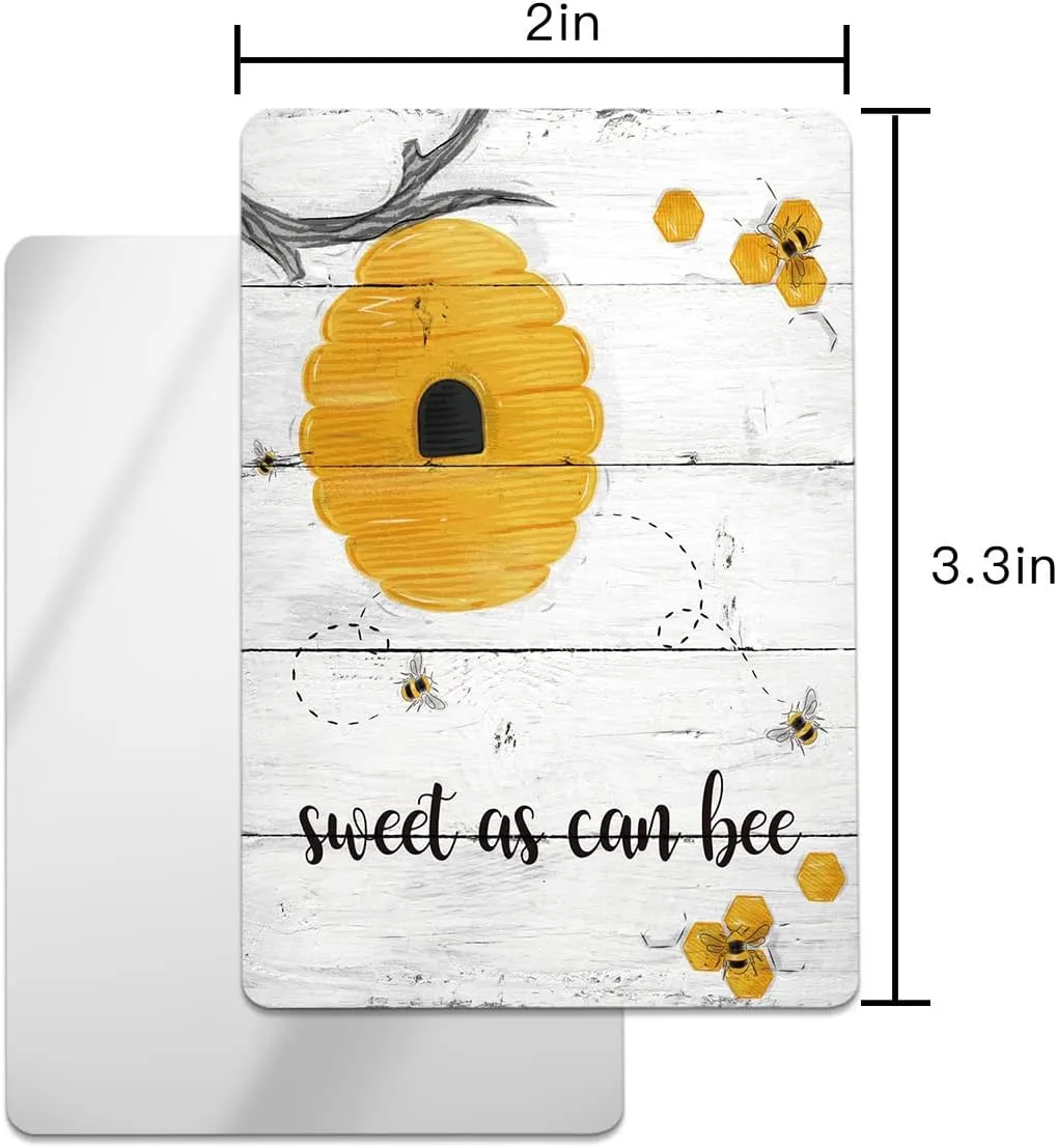 Bee Hive Branches Sweet As Can Bee Small Compact Mirror for Purse, Retro Wooden Stripes Grain Travel Makeup Mirror for Women Men, Rectangular Handheld Compact Pocket Mirror 2 PCS