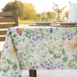 Benson Mills Floral Spring/Summer Durable Heavyweight Fabric Indoor Outdoor Tablecloth, Washable Table Cloth for Rectangle Tables, Picnic/Patio Table Covers (52" x 70" Rectangular, Antonia)