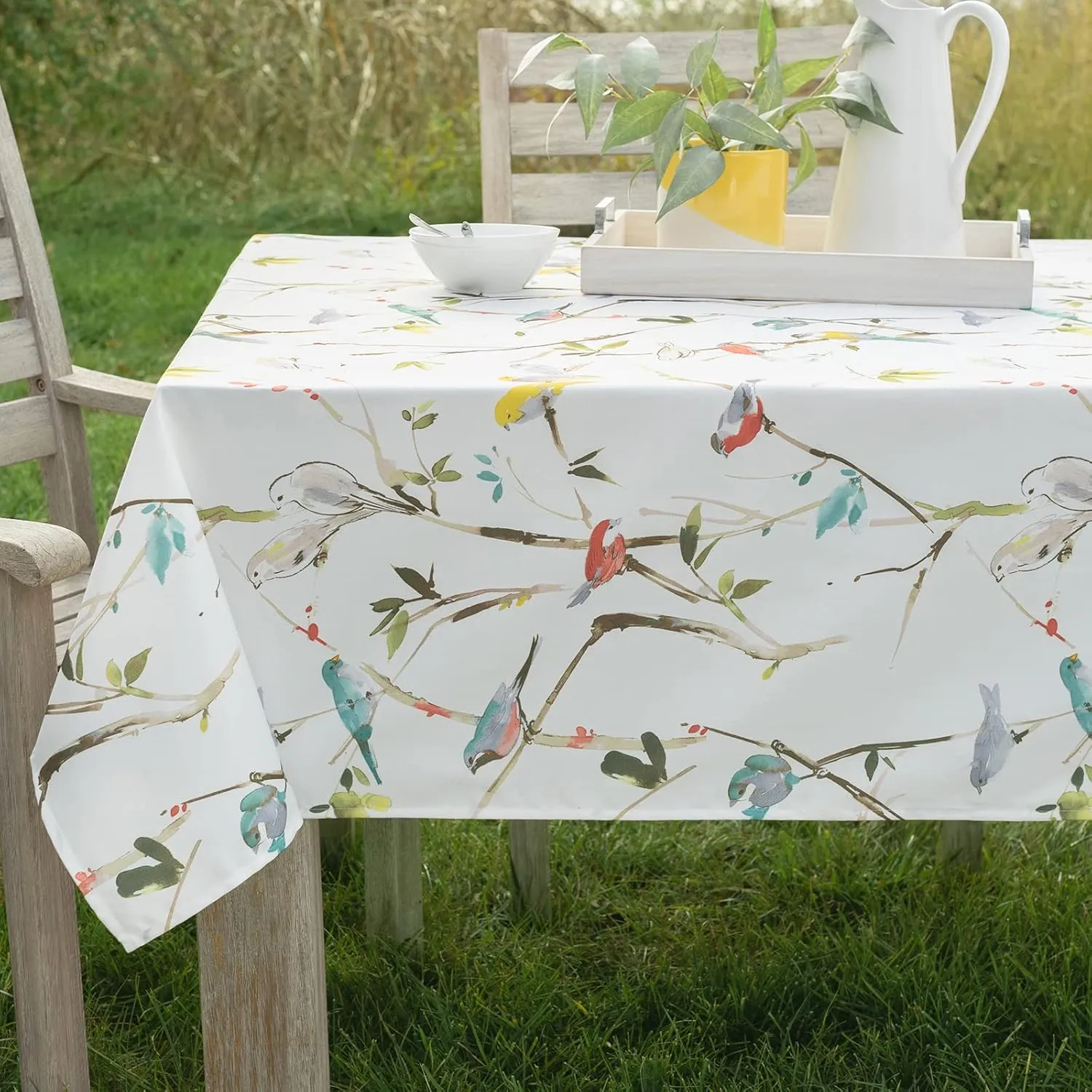 Benson Mills Spillproof Spring/Summer Durable Heavyweight Fabric Indoor Outdoor Tablecloth, Washable Table Cloth for Rectangle Tables, Picnic/Patio Table Covers (52" x 70" Rectangular, Menagerie)