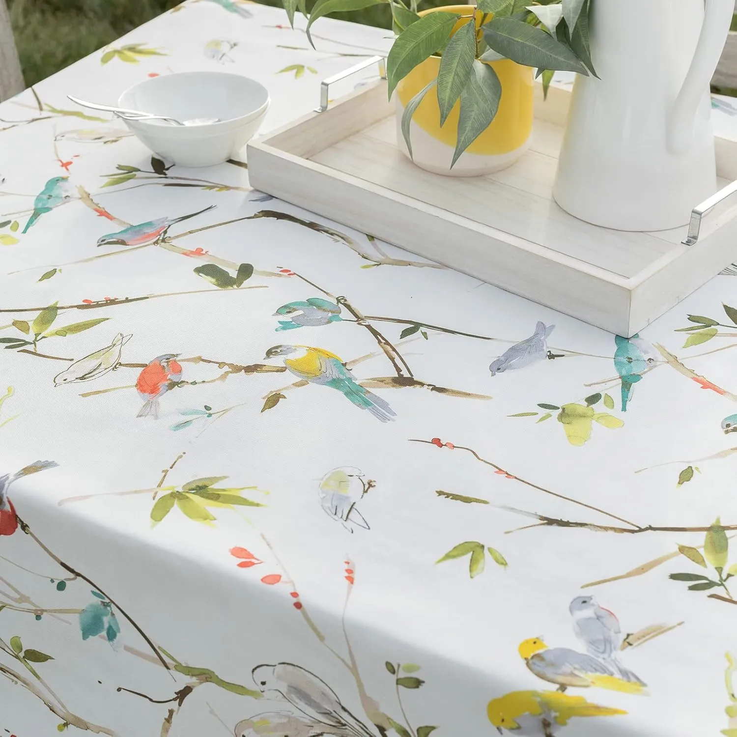 Benson Mills Spillproof Spring/Summer Durable Heavyweight Fabric Indoor Outdoor Tablecloth, Washable Table Cloth for Rectangle Tables, Picnic/Patio Table Covers (52" x 70" Rectangular, Menagerie)