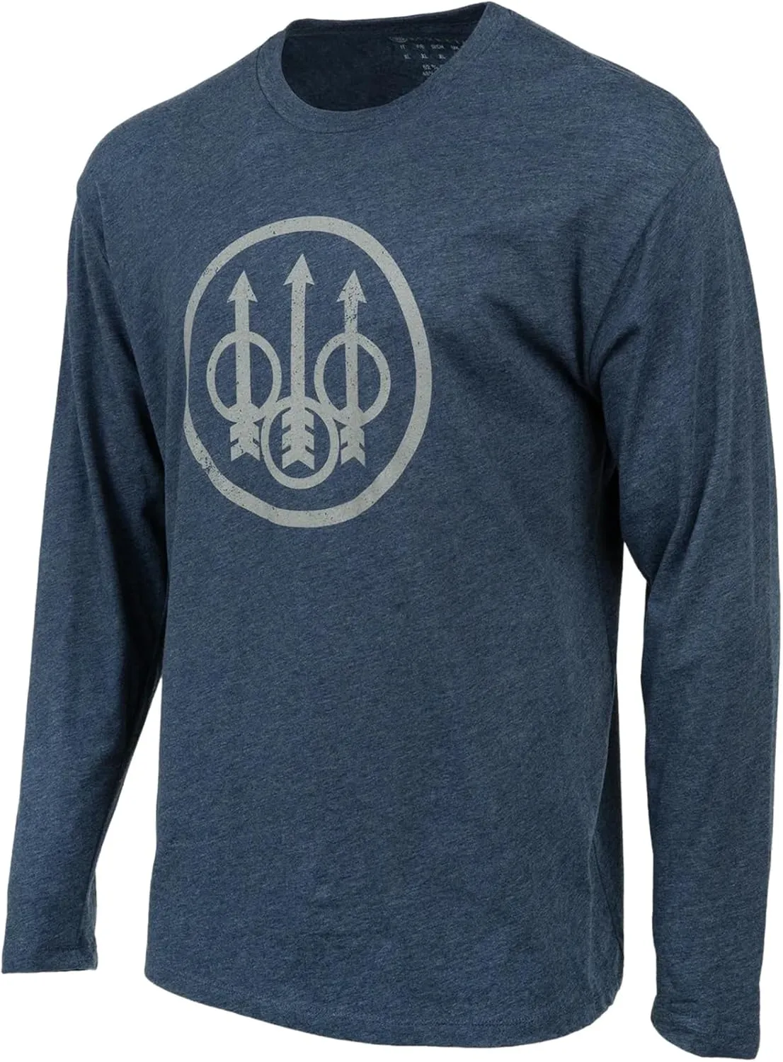Beretta Men's Trident Logo Casual Durable Multi-Purpose Comfortable Cotton Blend Ribbed Crew Neck Plain Long Sleeve T-Shirt