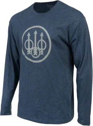 Beretta Men's Trident Logo Casual Durable Multi-Purpose Comfortable Cotton Blend Ribbed Crew Neck Plain Long Sleeve T-Shirt