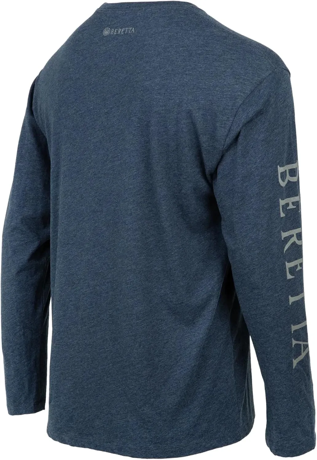 Beretta Men's Trident Logo Casual Durable Multi-Purpose Comfortable Cotton Blend Ribbed Crew Neck Plain Long Sleeve T-Shirt