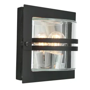 Bern 1 Light Wall Lantern - Black With Clear Glass | Black