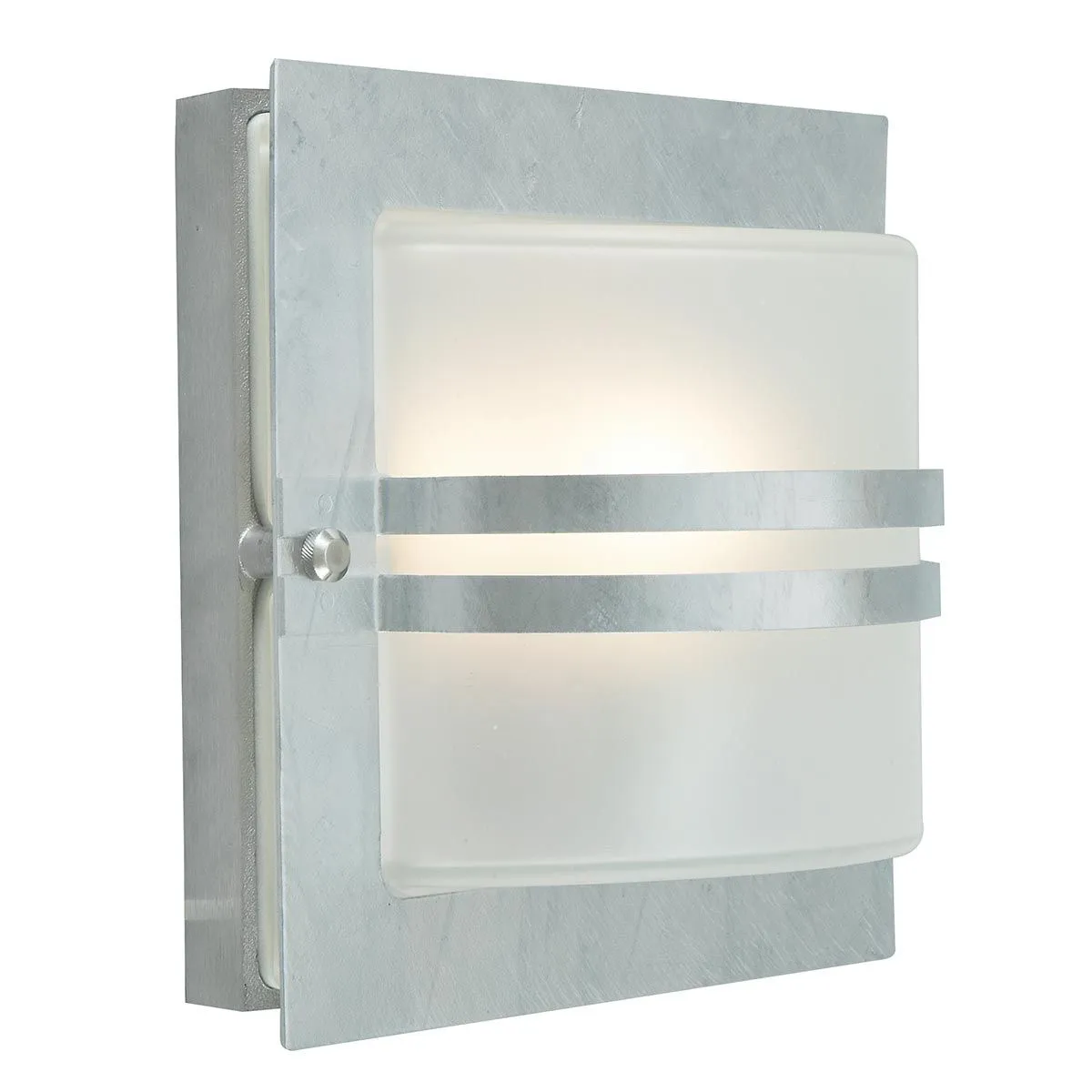 Bern 1 Light Wall Lantern - Galvanised With Frosted Glass | Galvanised