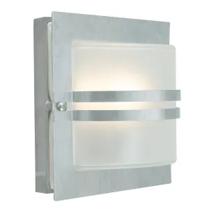 Bern 1 Light Wall Lantern - Galvanised With Frosted Glass | Galvanised