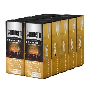 Bialetti Aluminum Nespresso Compatible Capsules - 100 count RAFFINATO Espresso Pods compatible with Nespresso Machines