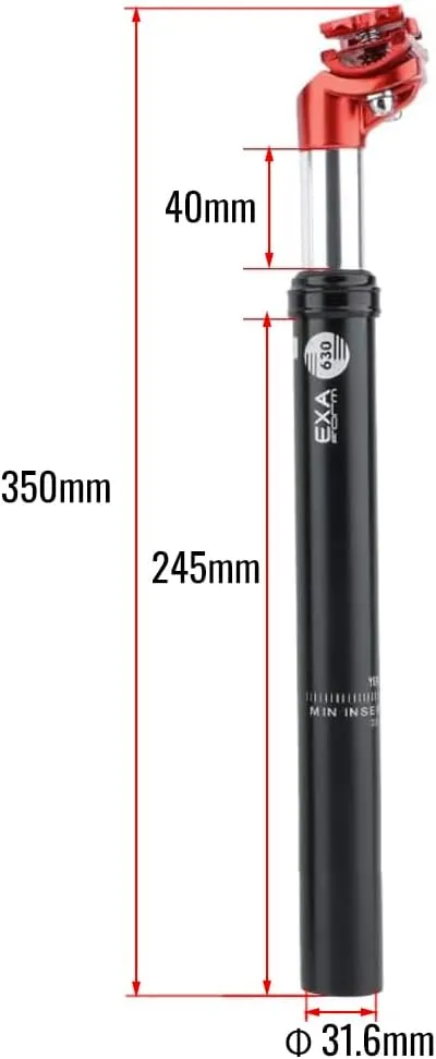 Bicycle Seatpost Suspension Seat Post Aluminum Alloy Travel 40mm Adjustable Seatpost 27.2/31.6mm 350mm