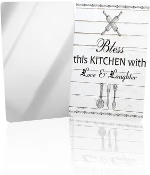 Black and White Bless This Kitchen Small Compact Mirror for Purse, Black and White Bless This Kitchen Travel Makeup Mirror for Women Men, Rectangular Handheld Compact Pocket Mirror 2 PCS