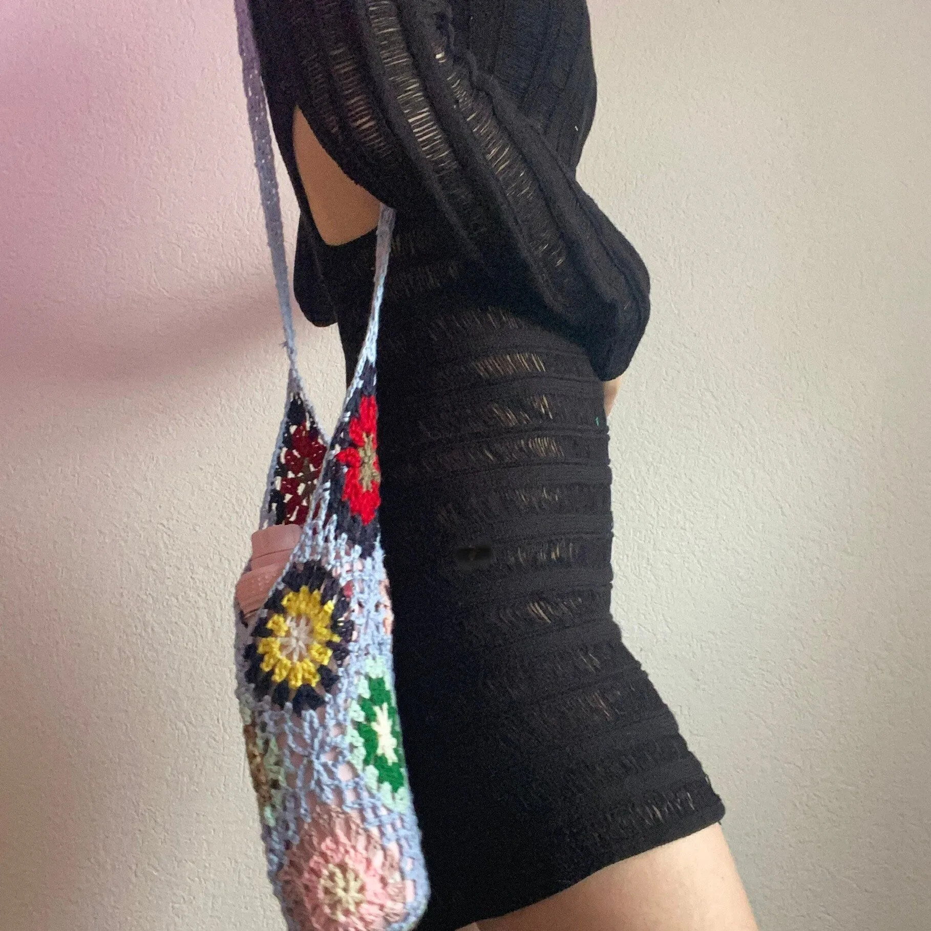 BLUE CROCHET WATER BOTTLE HOLDER