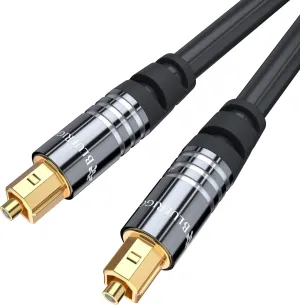 BlueRigger Digital Optical Audio Toslink Cable (25FT, Fiber Optic, Aluminum Shell, 24K Gold-Plated) - Compatible with Home Theatre, Sound Bar, TV, Xbox, PlayStation PS4 – Premium Series