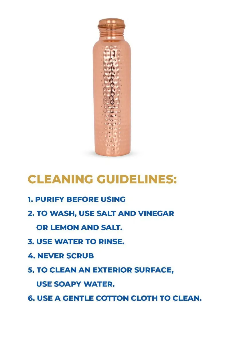Bluevel - Pure Copper Water Bottle - 1000ml, Hammered Design