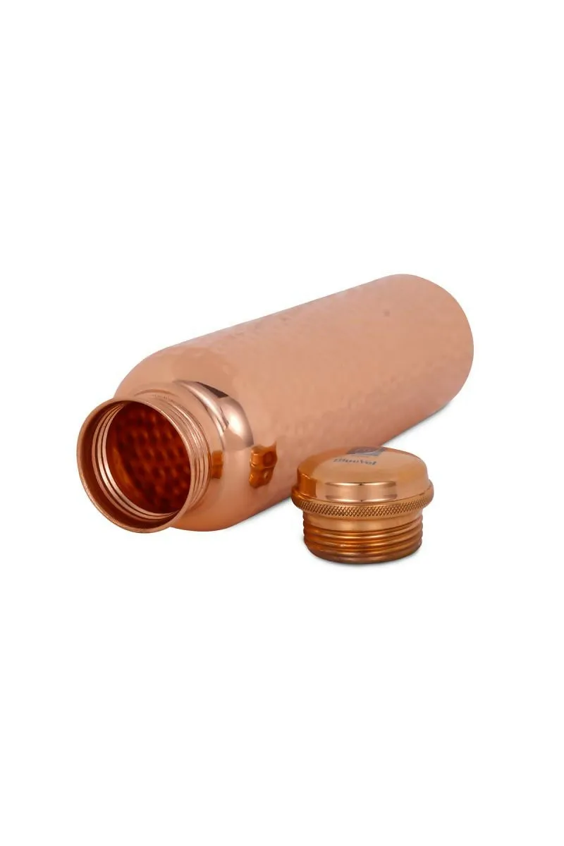 Bluevel - Pure Copper Water Bottle - 1000ml, Hammered Design