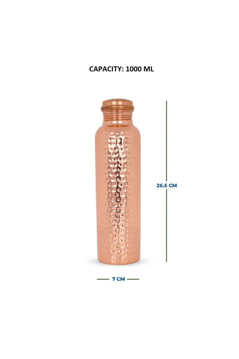 Bluevel - Pure Copper Water Bottle - 1000ml, Hammered Design