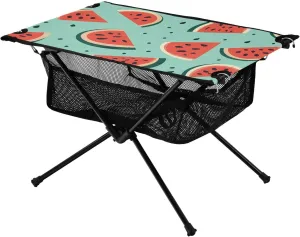 Bolaz Outdoor Folding Portable Picnic Camping Table-Watermelon on Blue,Storage Mesh for Camping Gear Accessories, Hiking, Mountaineering, Outdoor Travel