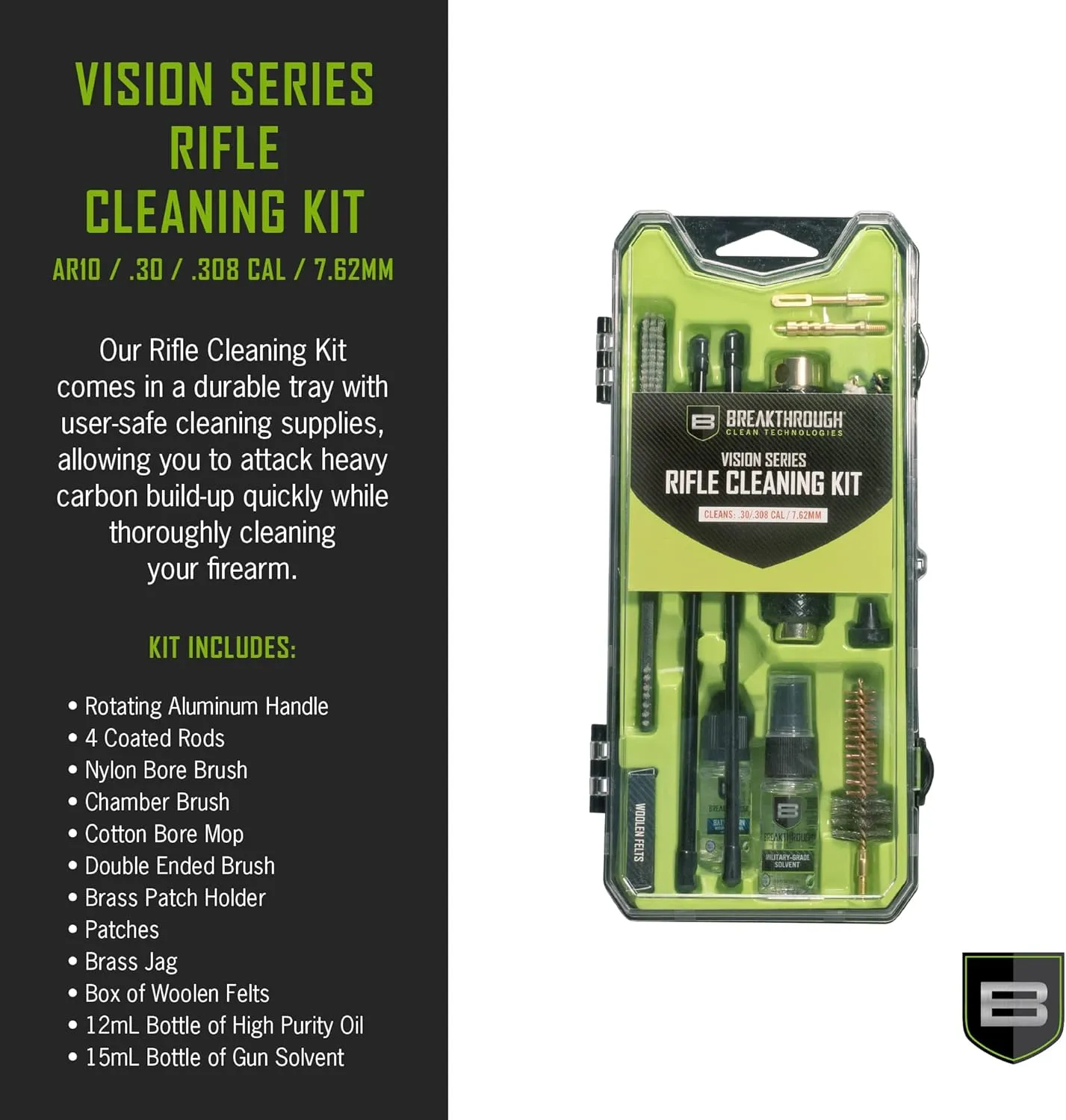 Breakthrough Clean Technologies Universal Gun Cleaning Kit for Rifle, Shotgun, Handgun, and Airgun Care and Maintenance - Durable Storage Case - All-in-One Solvent