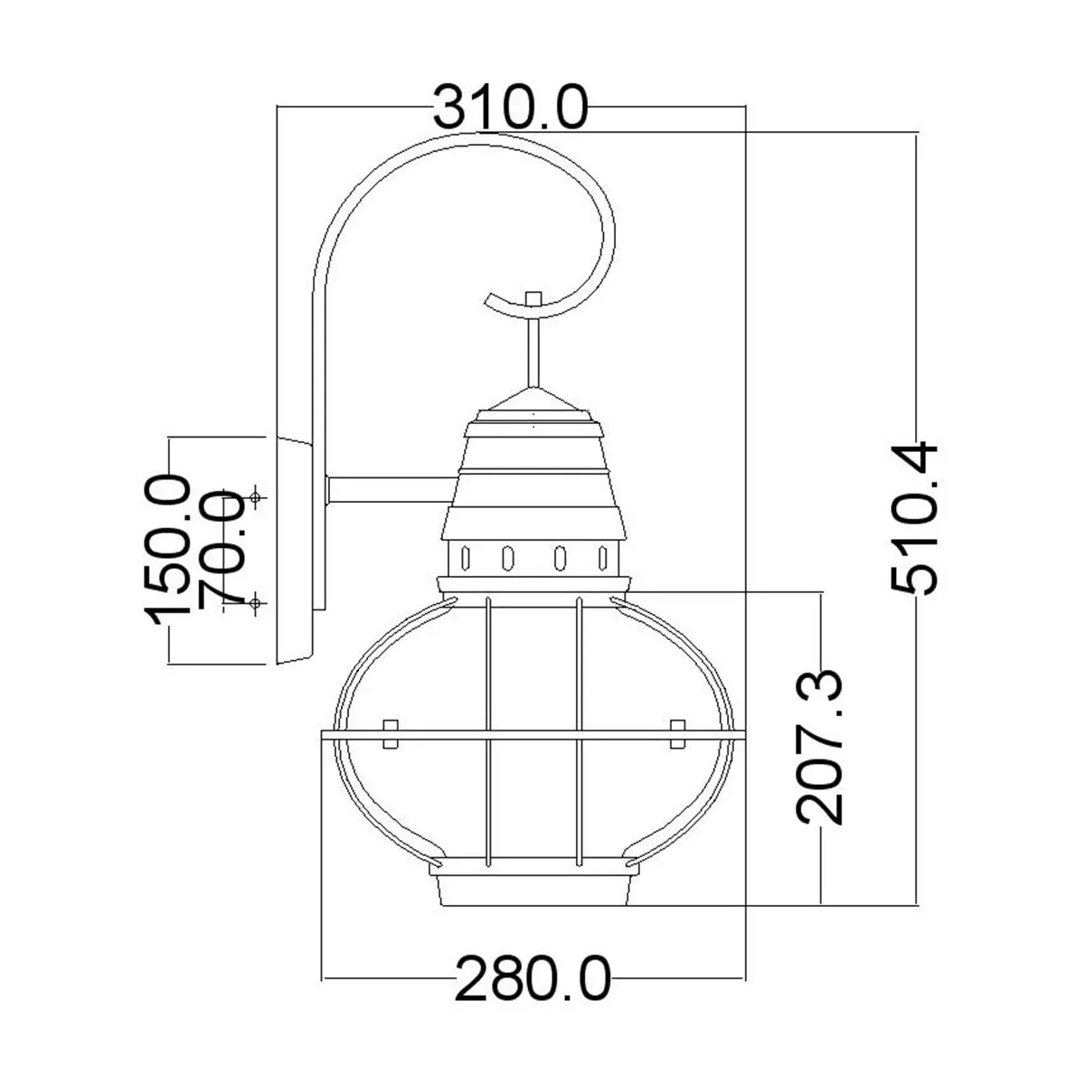 Bridgepoint 1 Light Large Wall Lantern | Natural Brass
