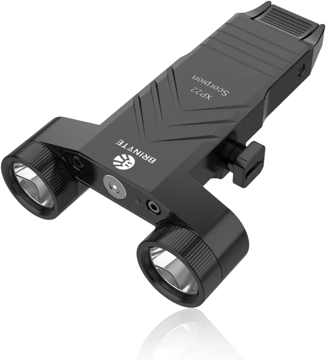 Brinyte XP22 1300 Lumens LED Tactical Flashlight with Strobe, Low Profile Compact Picatinny Light with Built-in Pressure Switch, Magnetic USB Rechargeable, Black