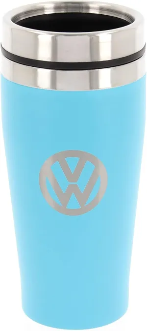 BRISA VW Collection - Insulated Stainless Steel Thermo Drinking Cup in VW Logo Design, Double-Walled (450ml/15.2 fl oz/Turquoise)