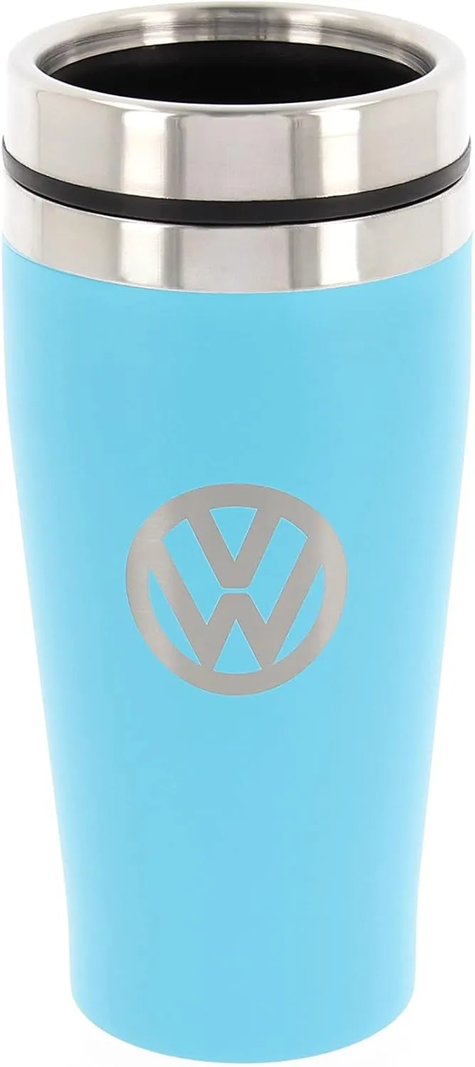 BRISA VW Collection - Insulated Stainless Steel Thermo Drinking Cup in VW Logo Design, Double-Walled (450ml/15.2 fl oz/Turquoise)