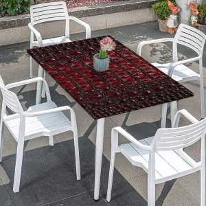 Brown Elastic Tablecloth Freshwater Bone Pattern Wilderness Fashion Washable Picnic Table Cover Indoor Outdoor Elastic Tablecloth Animal Print Fits up 4 Foot Tables