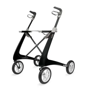 byACRE Carbon Ultralight Rollator Walker with Organizer Bag, Wide Track, 18.5" x 24" Seat (W x H), Black