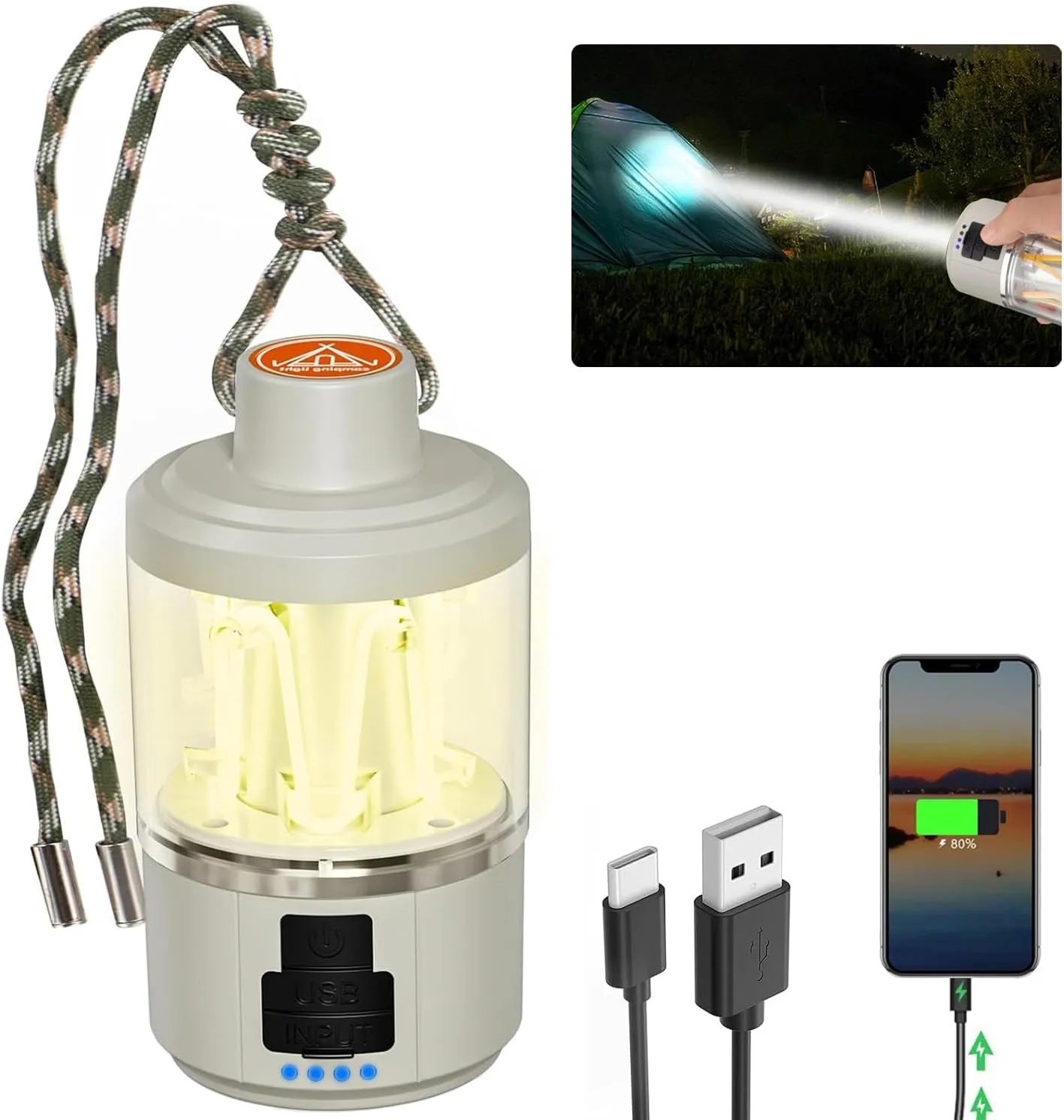 Camping Light Weight Lamp 48H Lasting Dimmable