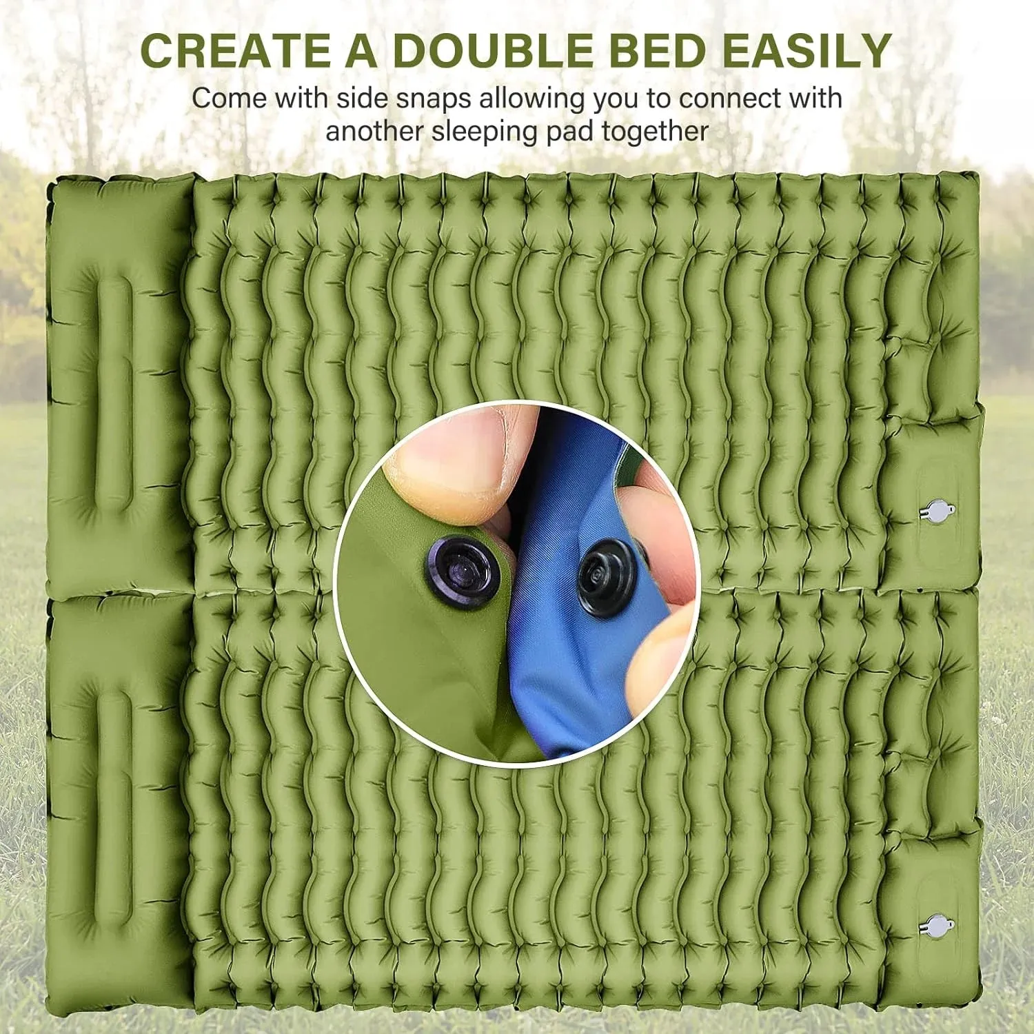 Camping Pad with Built-in Pillow | Extra-Wide Ripple Air Cell Design | Ultralight Backpacking Sleep System