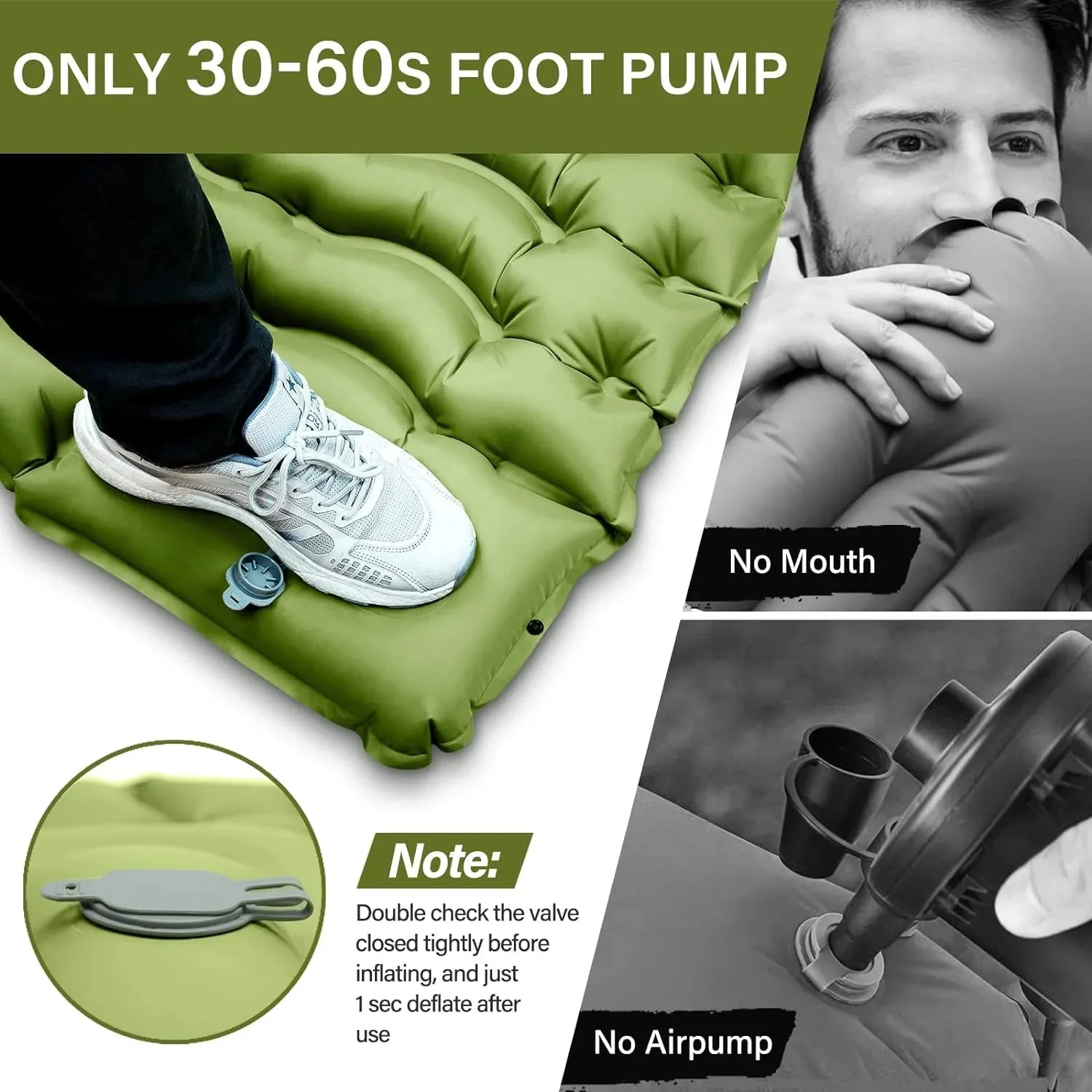Camping Pad with Built-in Pillow | Extra-Wide Ripple Air Cell Design | Ultralight Backpacking Sleep System