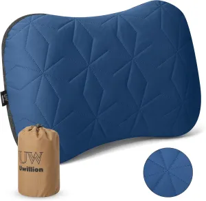 Camping Pillow with Removable Cover - Ultralight Inflatable Pillow for Camping Lightweight, Ergonomic and Washable for Camping, Hiking, and Travel Blue
