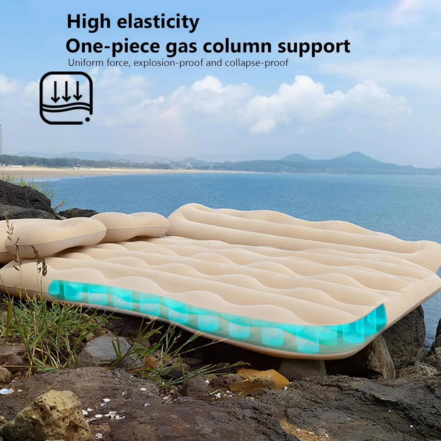 Car Air Mattress for Ford Ecosport 2018 2019 2020 2021 2022 2023 2024 Thickened Durable Car Camping Air Mattress Bed with Air Pump Inflatable Sleeping Mat,C