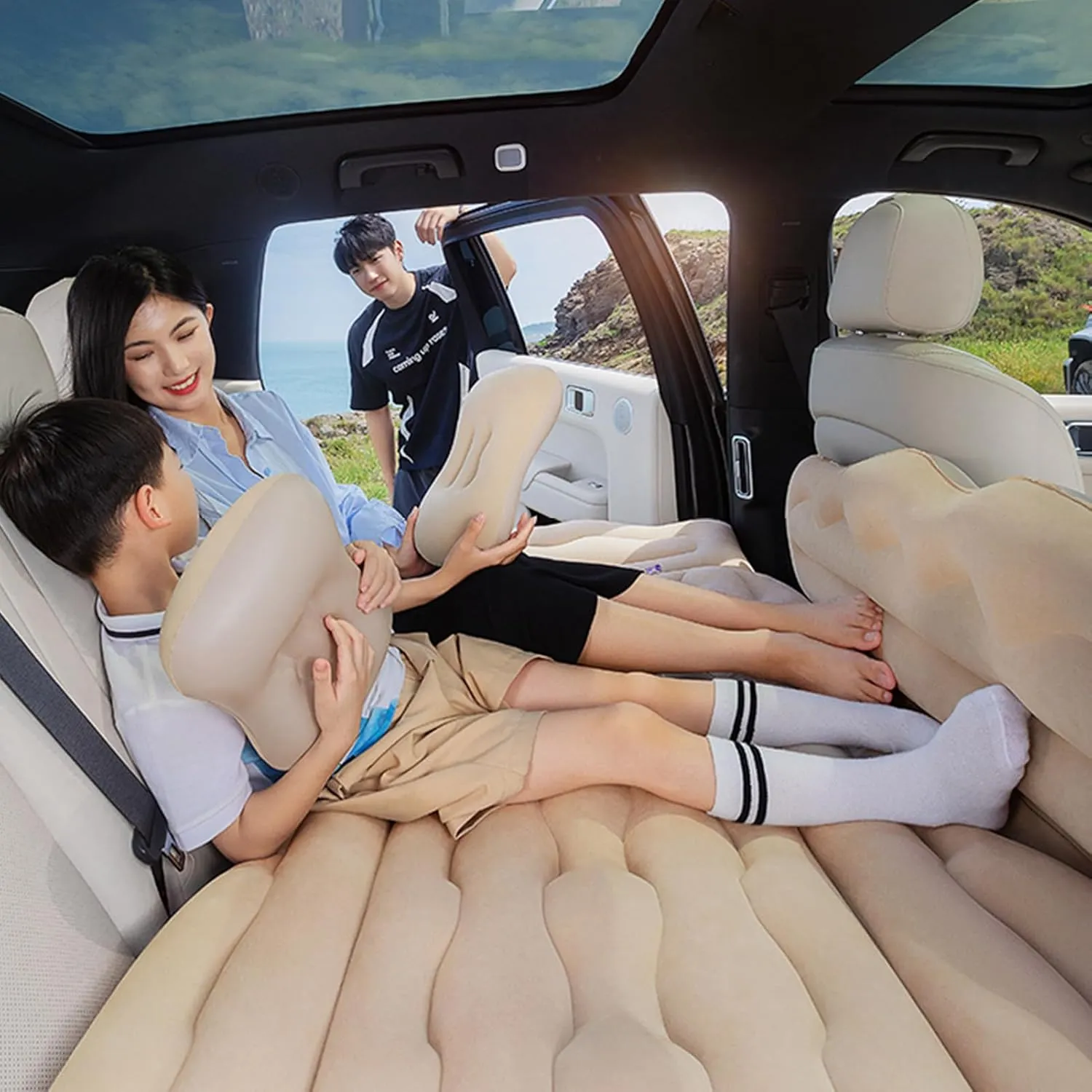 Car Air Mattress for HAVAL H9(5seats) 2015 2016 Thickened Durable Car Camping Air Mattress Bed with Air Pump Inflatable Sleeping Mat,A